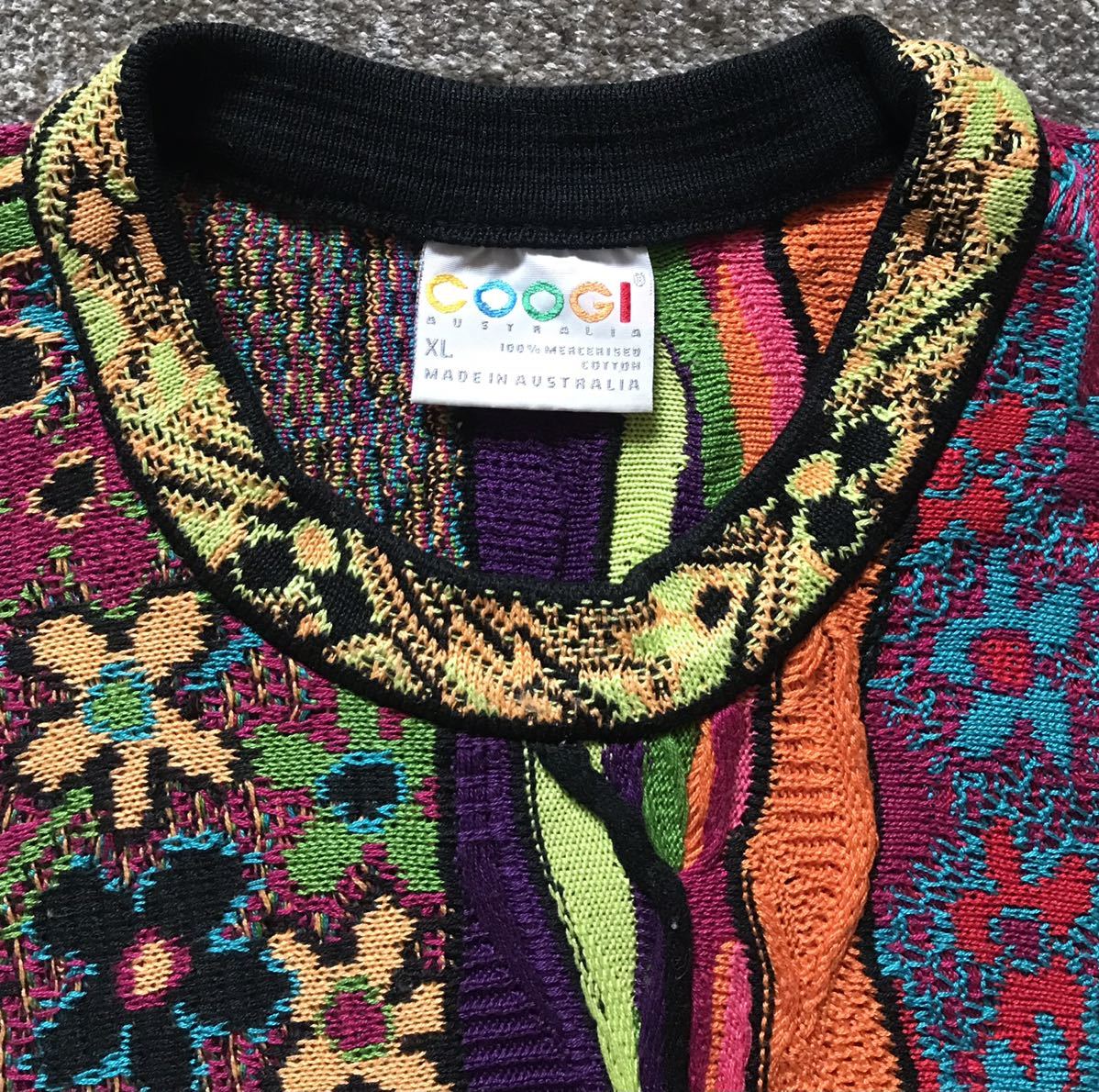 幻 最高傑作 異次元のセンス 90's vintage ★ COOGI AUSTRALIA ★ クージー オーストラリア 3D 立体 個性派 コットン ニット セーター XL_画像6