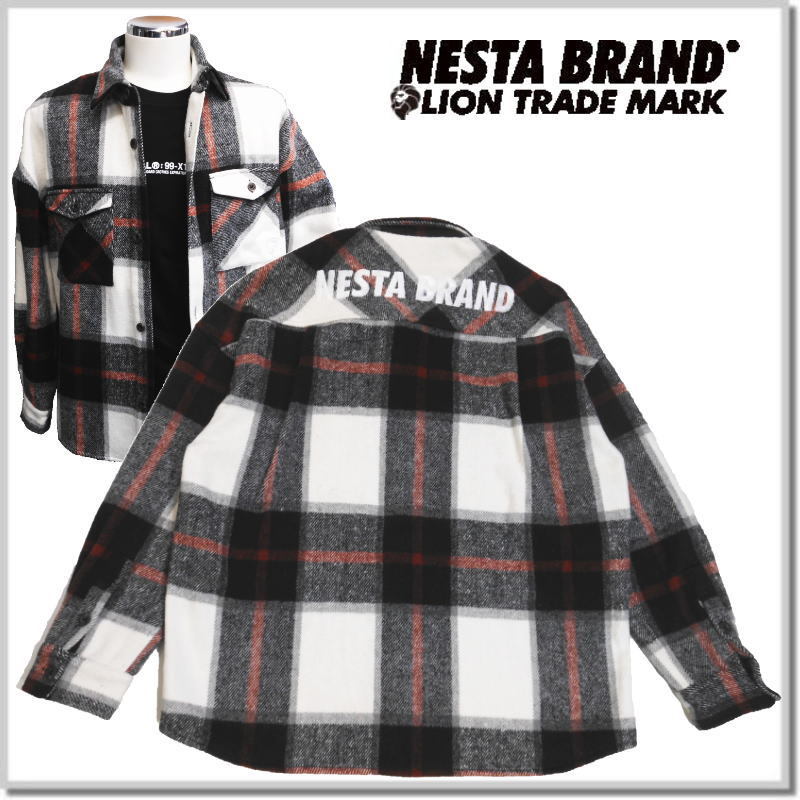 ネスタブランド NESTA BRAND ドロップショルダー フランネル チェック シャツ ジャケット 223NB1500-09(BLACK)-L カバーオール_画像1