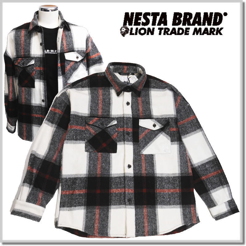 ネスタブランド NESTA BRAND ドロップショルダー フランネル チェック シャツ ジャケット 223NB1500-09(BLACK)-L カバーオール_画像7