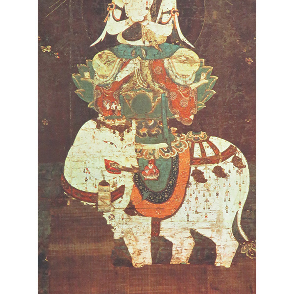 B-2758【複製】国宝・仏画 巧芸紙本彩色 普賢菩薩像 掛軸/仏教美術