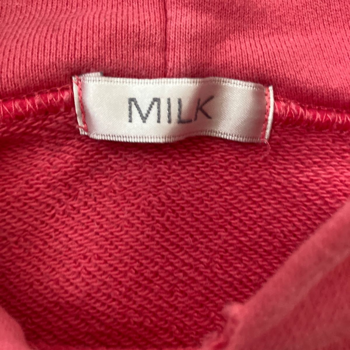 ミルク　MILK ピンク　レディース　パーカー　ボーダー　フード　パステル　ビビット