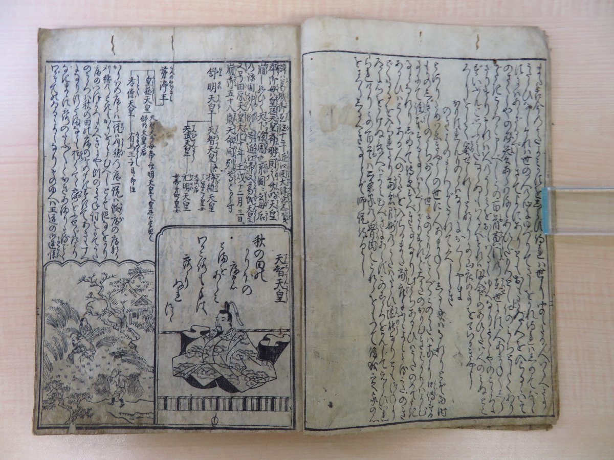細川幽斎著 中院通勝補訂 菱川師宣画『百人一首像讃抄』江戸時代和本-