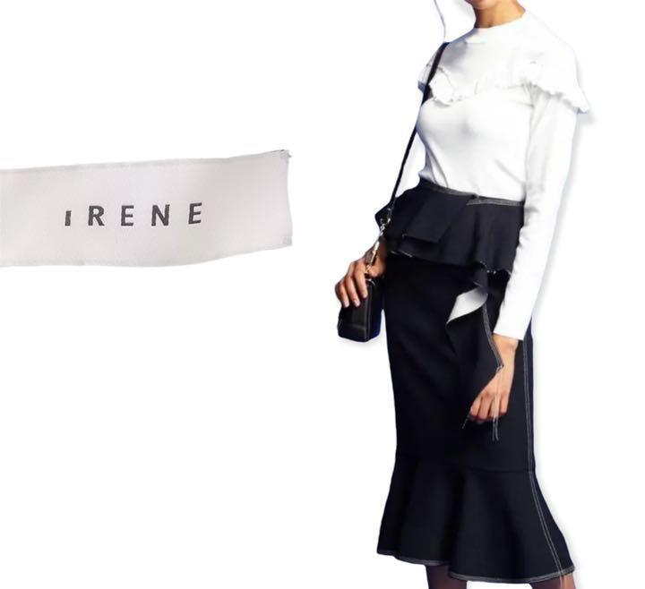 IRENE 【美品】レイヤードフリルスカート マーメイド 日本製 ネイビー