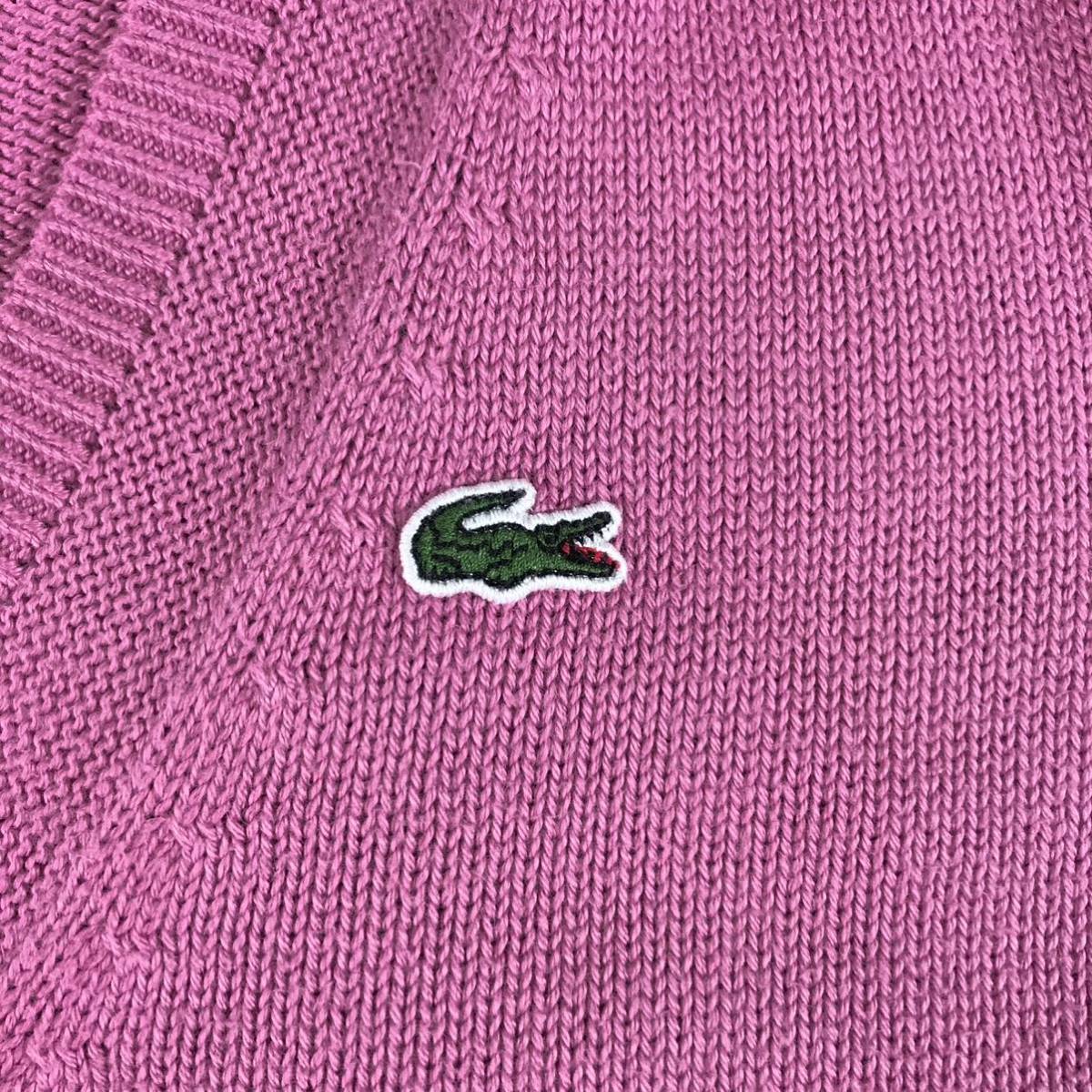 LACOSTE ラコステ Vネックセーター レディースサイズ 38 マゼンタピンク ワニ ビッグサイズ_画像4