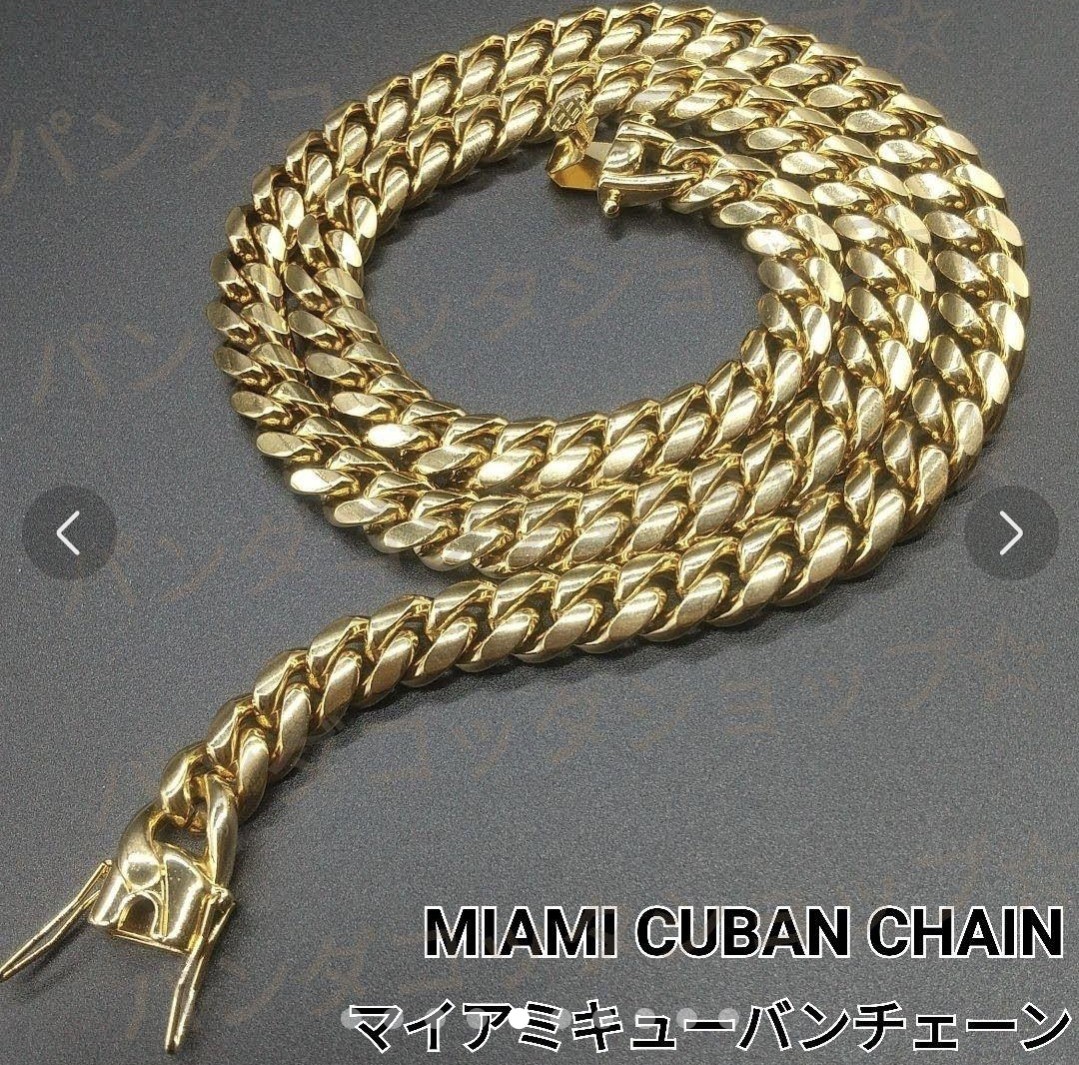 60cm】【50cm】【10mm】【18K刻印あり】【Miami Cuban】-