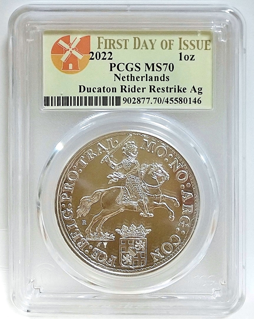 入手困難 限定100枚 2022年 オランダ シルバー ライダー1オンス 1oz 銀メダル 銀貨 PCGS MS70 First Day of Issue アンティークコイン