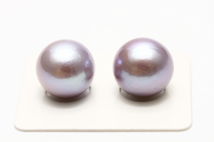 【再入荷！】 淡水真珠パールペアルース　13mm　パープルカラー 真珠