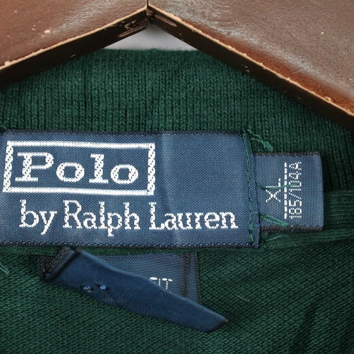 ポロ・ラルフローレン 長袖ポロシャツ カスタムフィット ポニー刺繍 アメリカ買付古着 メンズ XLサイズ グリーン POLO RALPH LAUREN_画像3