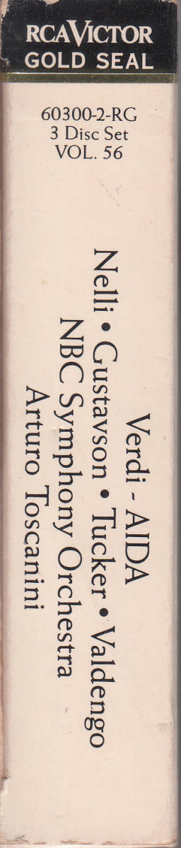 ◆送料無料◆ヴェルディ：歌劇「アイーダ」～ヘルヴァ・ネッリ、トスカニーニ、NBC交響楽団 3枚組BOX Import CS1190_画像3