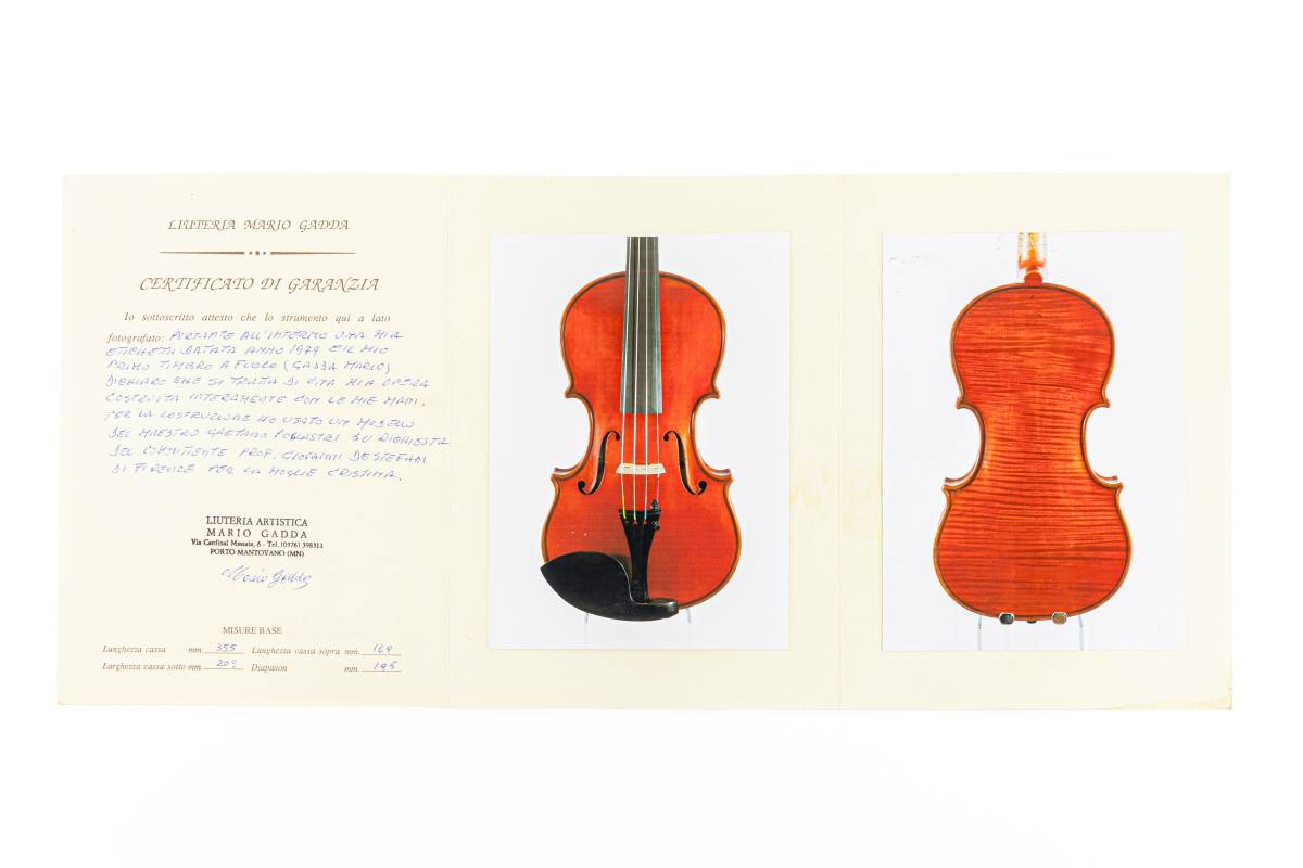 【試奏動画&製作証明書】450万円以上 Mario Gadda マリオ ガッダ 1979年 イタリア モダン ヴァイオリン Violin 小提琴 バイオリン 売り切り_マエストロ・マリオガッダの製作証明書