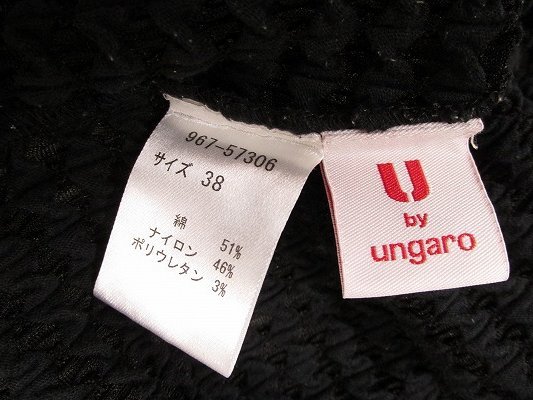 k5660: made in Japan! You bai Ungaro U by ungaro waffle long sleeve cut and sewn 38 high‐necked shirt black black / lady's :35