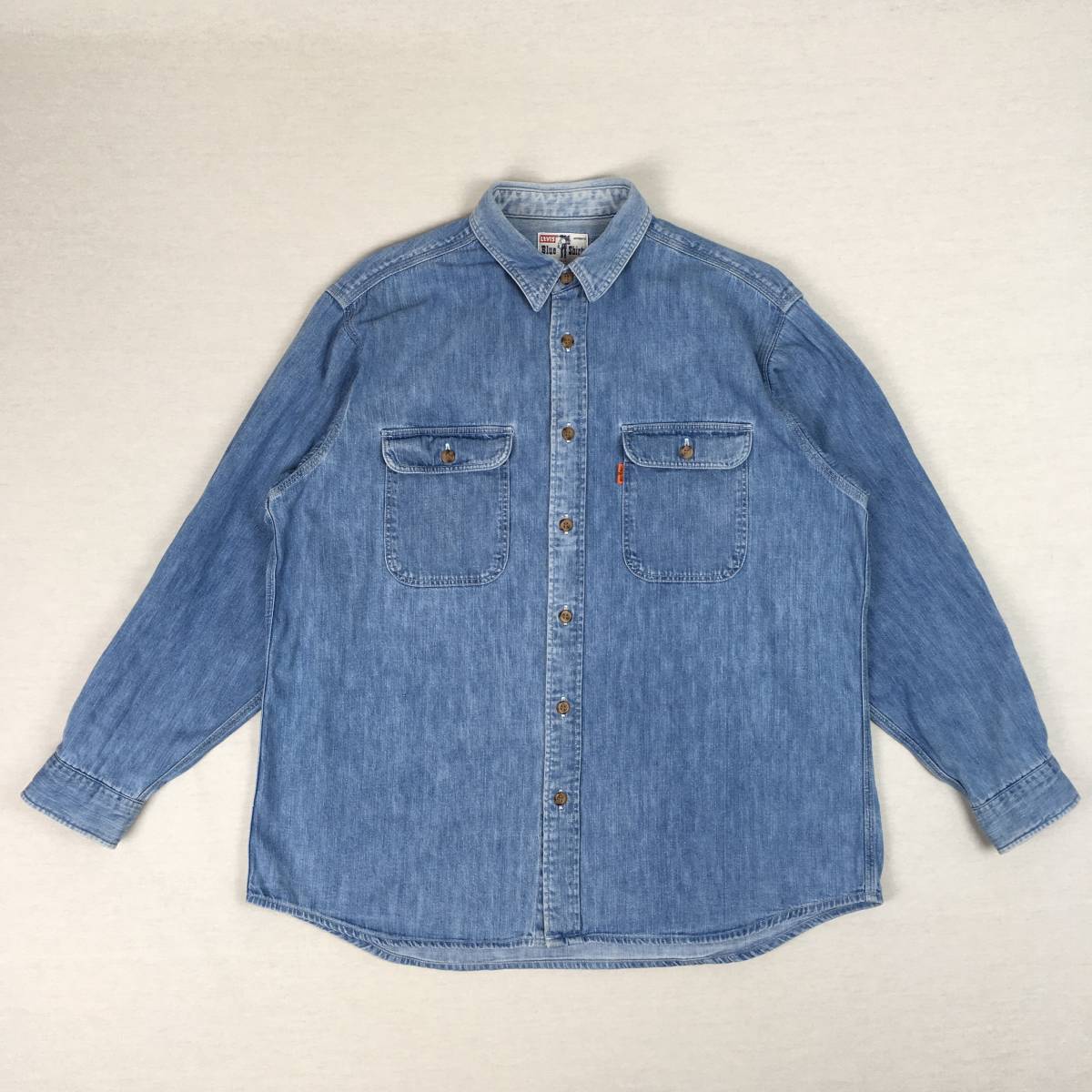 【90s】Levi's リーバイス Blue Shirts デニムシャツ 日本製 90年代 Mサイズ 長袖 サドルマンタグ オレンジタブ_画像1