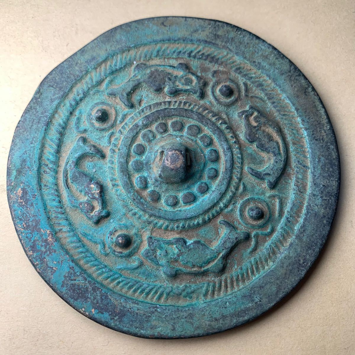 中国古美術 銅鏡 古鏡 青銅 出土品 副葬品 魔除け 風水 時代物 詳細