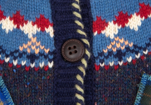  Pink House PINK HOUSE badge equipment ornament a-ga il switch knitted cardigan blue M rank [ lady's ]