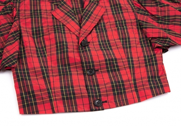  Toriko Comme des Garcons tricot COMME des GARCONS tartan проверка деформация рукав Short жакет красный чёрный M ранг [ женский ]