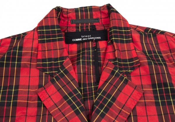  Toriko Comme des Garcons tricot COMME des GARCONS tartan проверка деформация рукав Short жакет красный чёрный M ранг [ женский ]