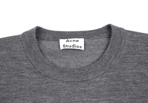 アクネストゥディオスAcne Studios メリノウールクルーネックニットセーター グレーS 【メンズ】_画像3