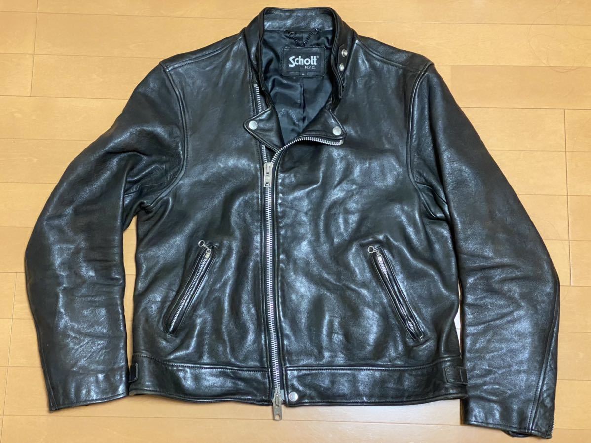 売り切り!ショット Schott ダブルブレストライダースジャケット 茶芯