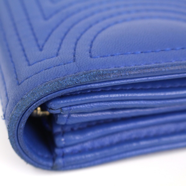 シャネル】二つ折り長財布/マトラッセステッチ/ブルー/長財布/メンズ