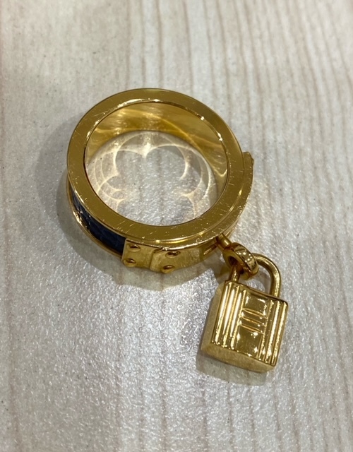 美品 HERMES エルメス ケリー スカーフリング スカーフ留め ブルー 箱