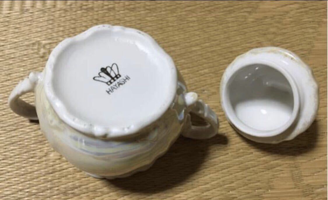 未使用 HAYASHI 陶器製 シュガーポット 昭和レトロ 砂糖入れ 茶器 洋食器 小物入れ ティータイム コレクション ハヤシの画像3