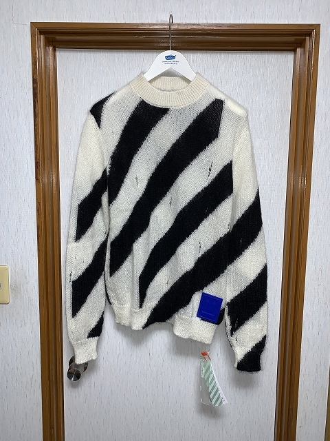 は自分にプチご褒美を SWEATER DIAG MOHAIR OFF-WHITE 新品 L ニット