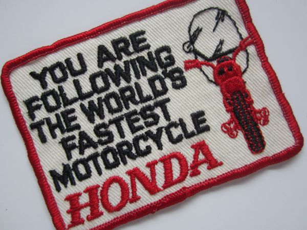 【中古】ビンテージ HONDA ホンダ You Are following World's Fastest ホンダ オートバイ バイク ワッペン/自動車 古着 159_画像2