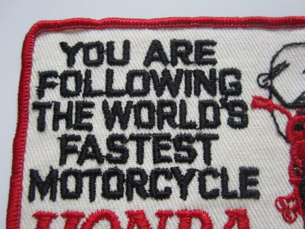 【中古】ビンテージ HONDA ホンダ You Are following World's Fastest ホンダ オートバイ バイク ワッペン/自動車 古着 159_画像6