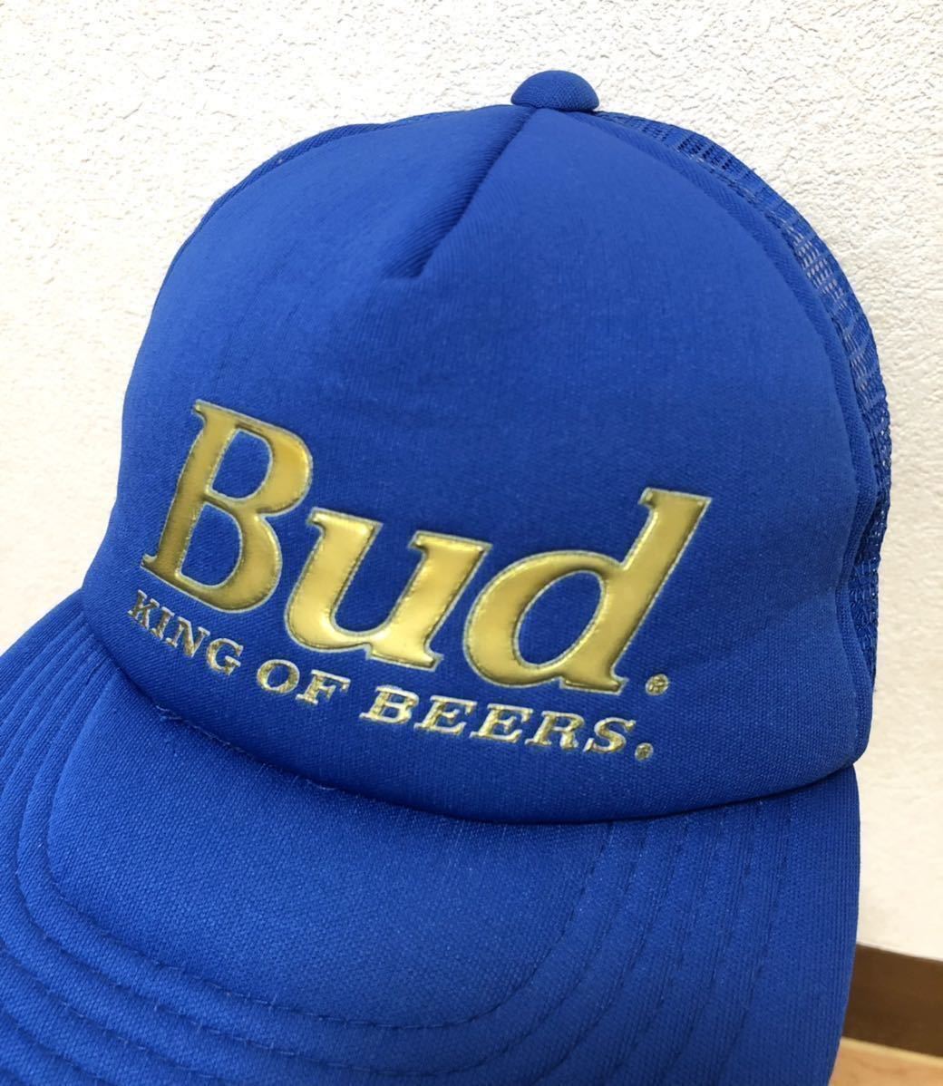 未使用 Bud KING OF BEERS メッシュ キャップ ブルー スナップバック BUDWEISER 帽子 フリーサイズ バドワイザー 90s ビンテージ_画像5