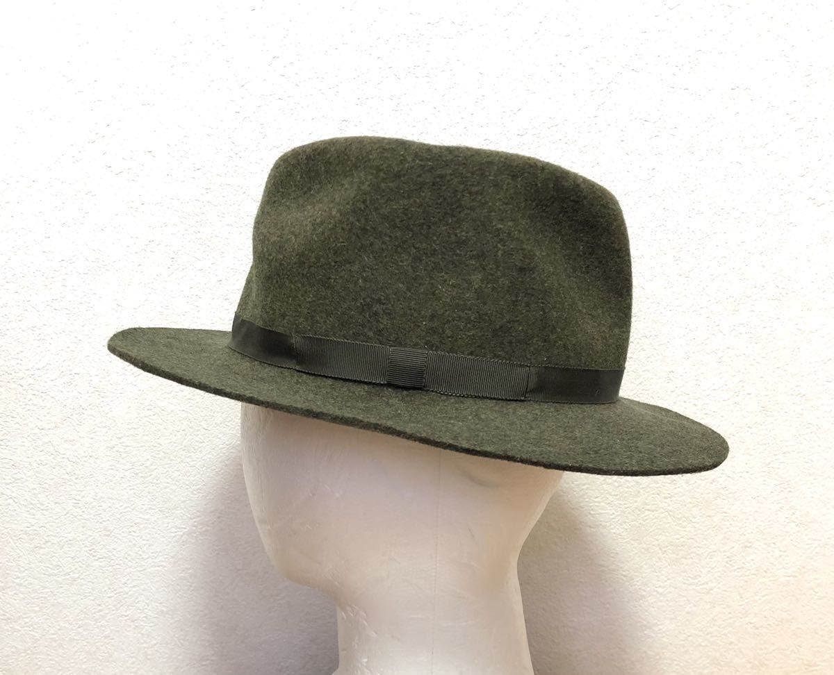 Herbert Johnson ウール ハット 英国製 LONDON カーキ フェルトハット 7 3/8 60 ハーバートジョンソンン 帽子 グリーン