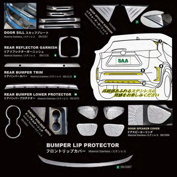 送料無料● トヨタ ヤリス クロス MXPB1＃ MXPJ1＃ 2020年~ フロントバンパーグリルトリム ガーニッシュ ステンレス 鏡面_画像5