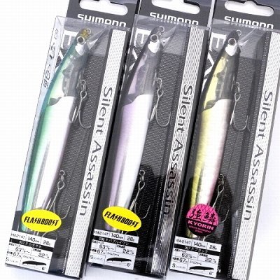 ■シマノ サイレントアサシン 140S フラッシュブースト 3個セット 【1円スタート！】シンキングミノー　ヒラメ　シーバス　マゴチ■_画像1