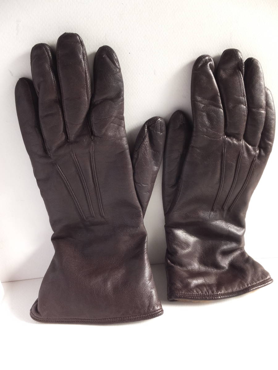 DENTStentsuOLD Vintage leather glove tea color leather gloves original leather × rabbit fur inner attaching lady's MADE IN ENGLAND Britain made 