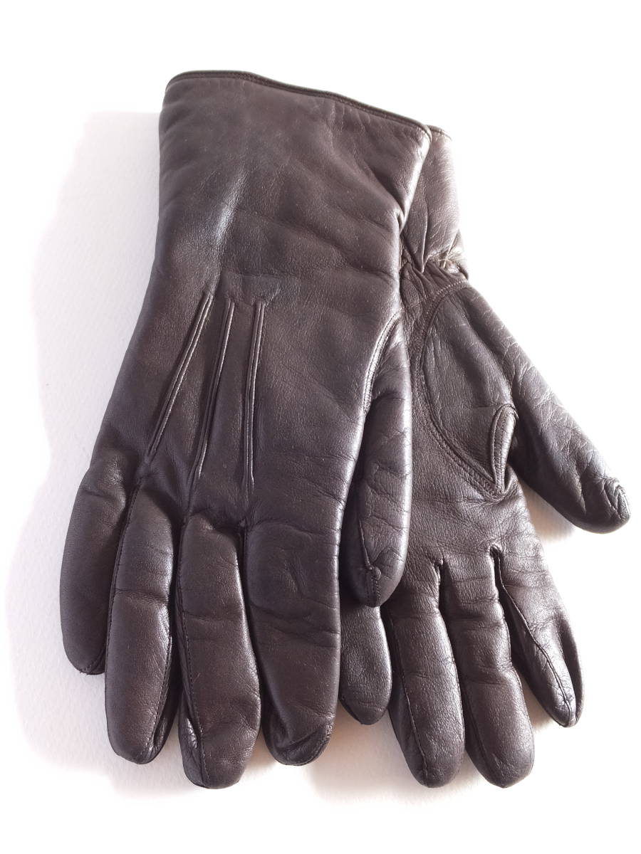 DENTStentsuOLD Vintage leather glove tea color leather gloves original leather × rabbit fur inner attaching lady's MADE IN ENGLAND Britain made 