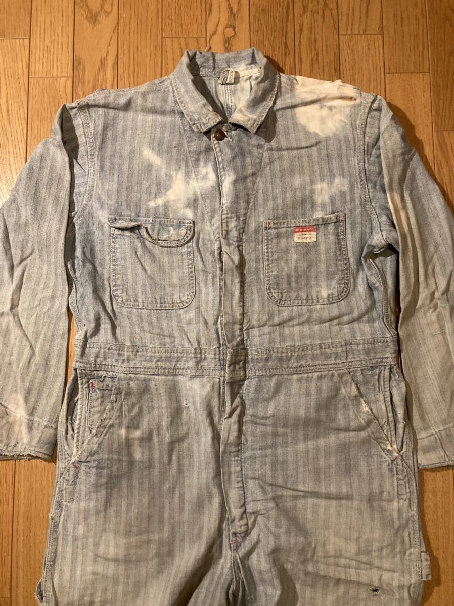  Junk Vintage 60spennysBIGMAC herringbone all-in-one coveralls real wa- car bike work maintenance old car 