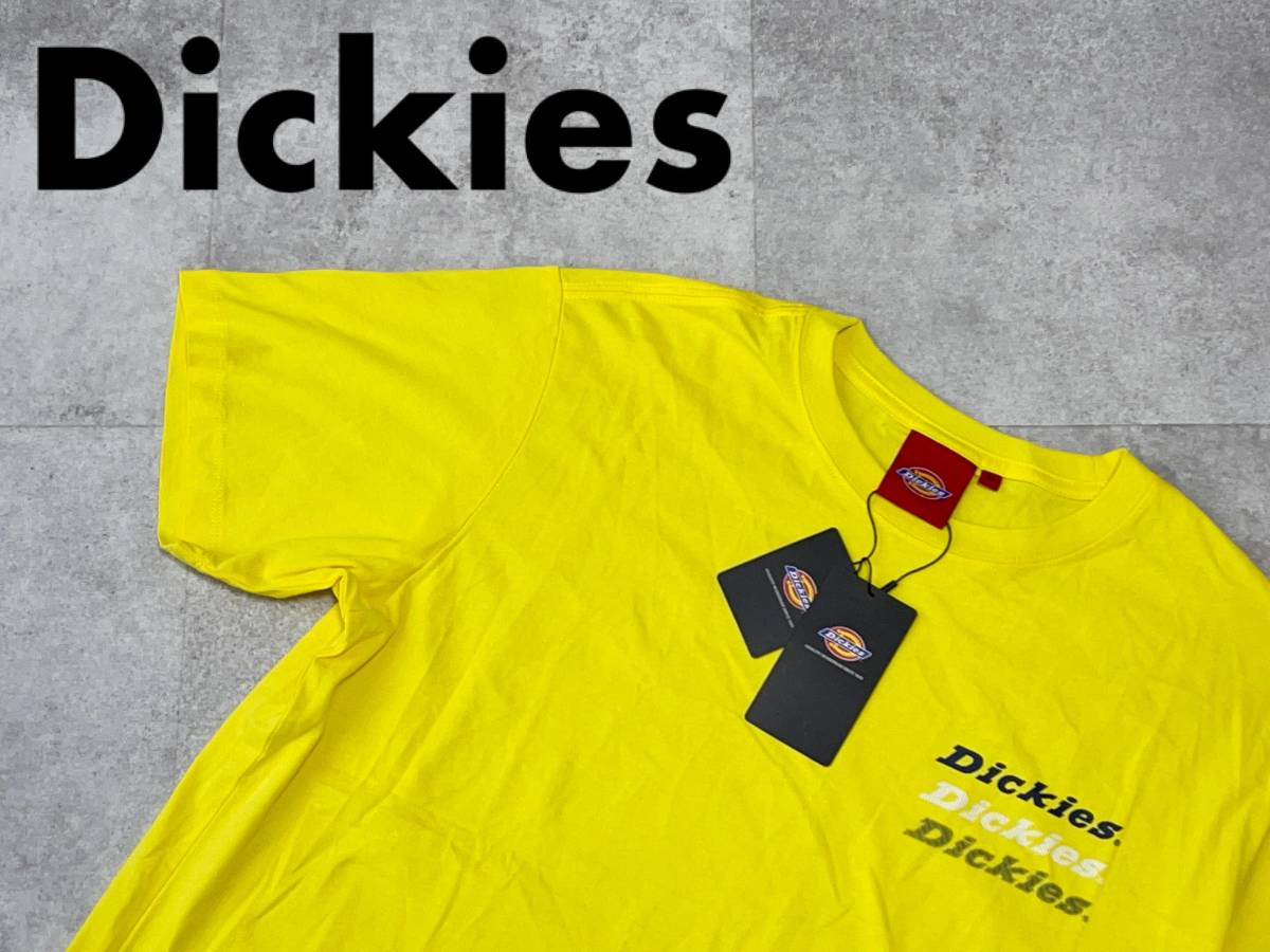 * free shipping * Dickies Dickies unused tag attaching short sleeves Logo T-shirt men's XL butter yellow tops prompt decision 