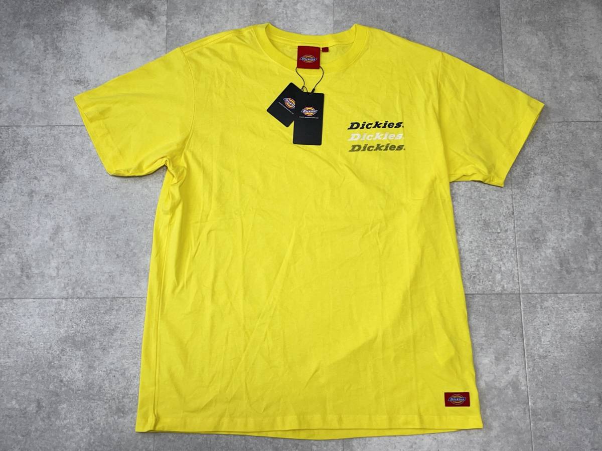 * free shipping * Dickies Dickies unused tag attaching short sleeves Logo T-shirt men's XL butter yellow tops prompt decision 