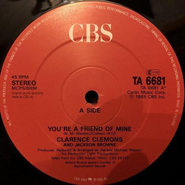 Clarence Clemons and Jackson Browne / You're A Friend Of Mine_画像2