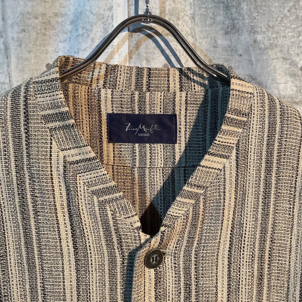 vintage ノーカラーシャツジャケット yogavital.no