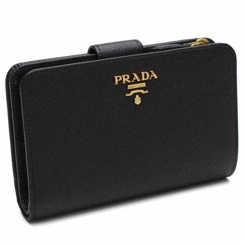 プラダ PRADA 財布 二折財布 小銭入れ付き 1ML225 QWA F0002 NERO ブラック レディース ブランド 財布 ウォレット