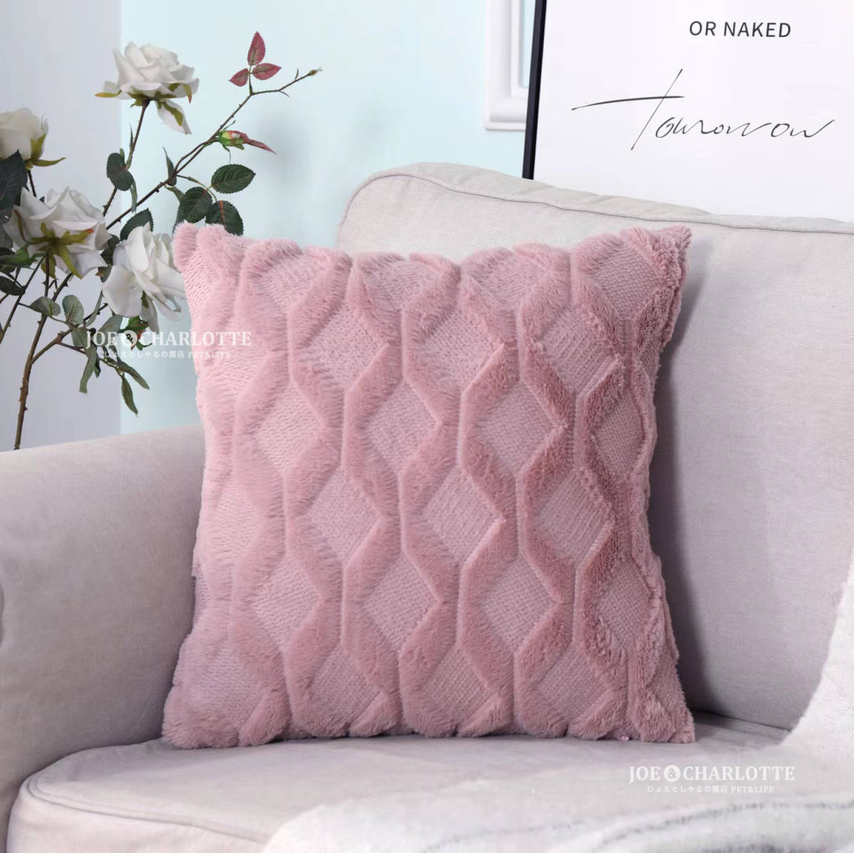 【ピンク2枚】柔らかいクッションカバー 枕カバー 40×40cm 幾何学模様 pink_画像10