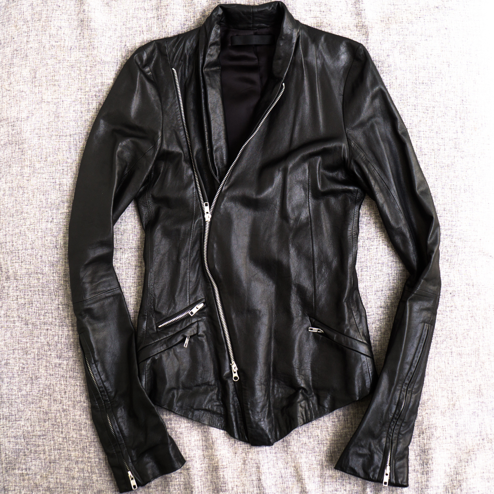 * EKAMbejitabru tongue person Italy production lambskin leather tailored jacket S black e cam Rider's RABDa-rue- Be te-