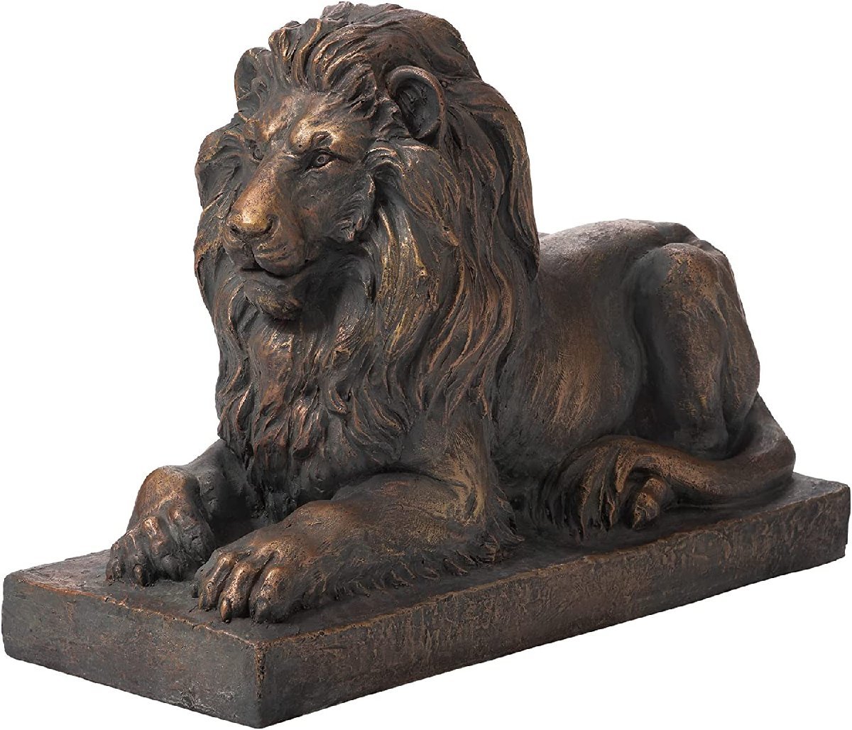 ライイング 横たわっている守護ライオン像 ブロンズ風彫像 彫刻/ 新築祝い 玄関 ピロティ 庭園 芝生 贈り物（輸入品)