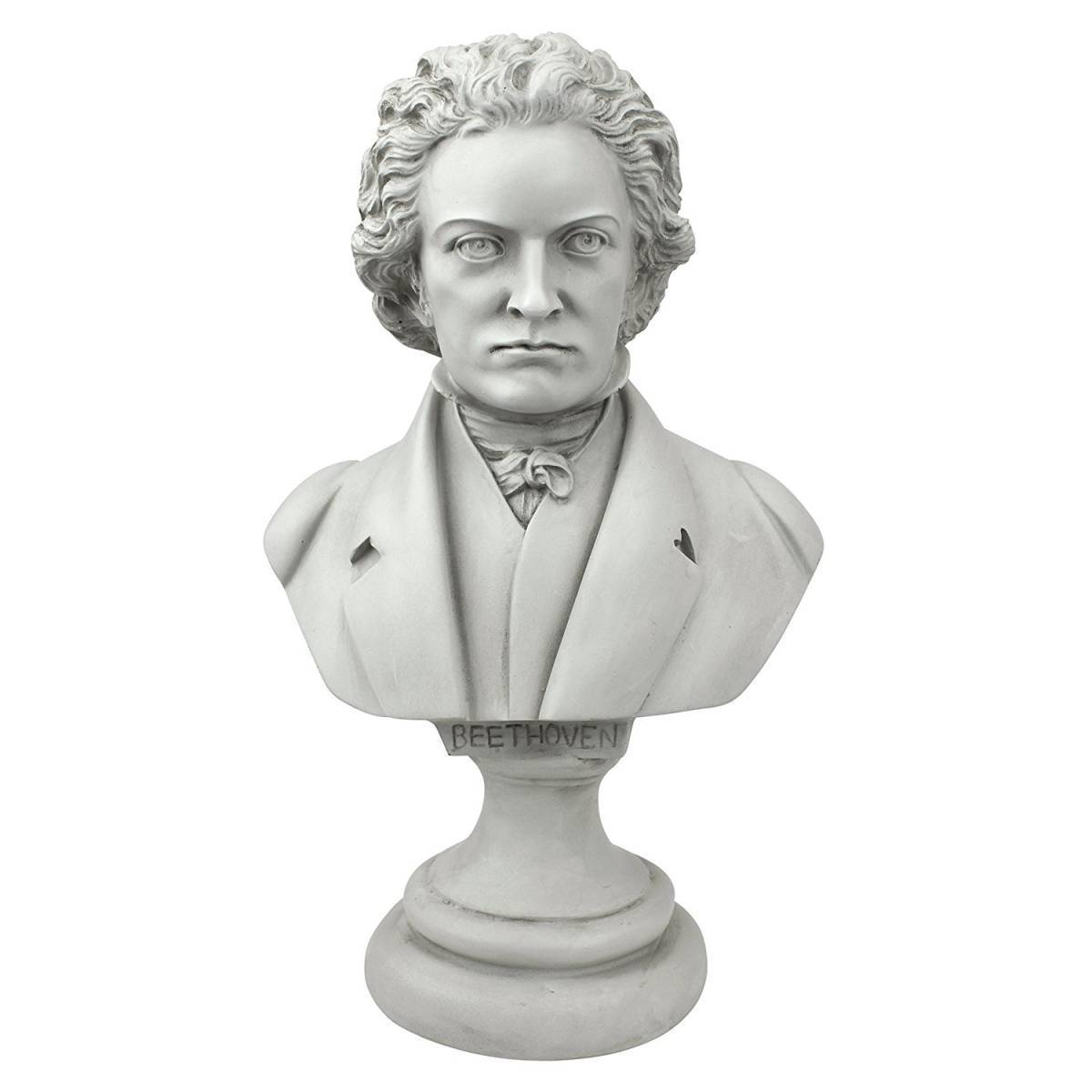 大な作曲家ルートヴィヒ・ヴァン・ベートーヴェン胸像彫刻 彫像/ 楽聖 音楽教室 ピアノ バイオリン ロマン派音楽（輸入品_画像3
