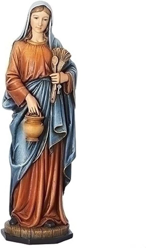 水瓶を持って食事の準備をする、聖母マリアの置物、彫像 高さ 約23.5cm マドンナ・フィギュア彫刻 贈り物（輸入品_画像1