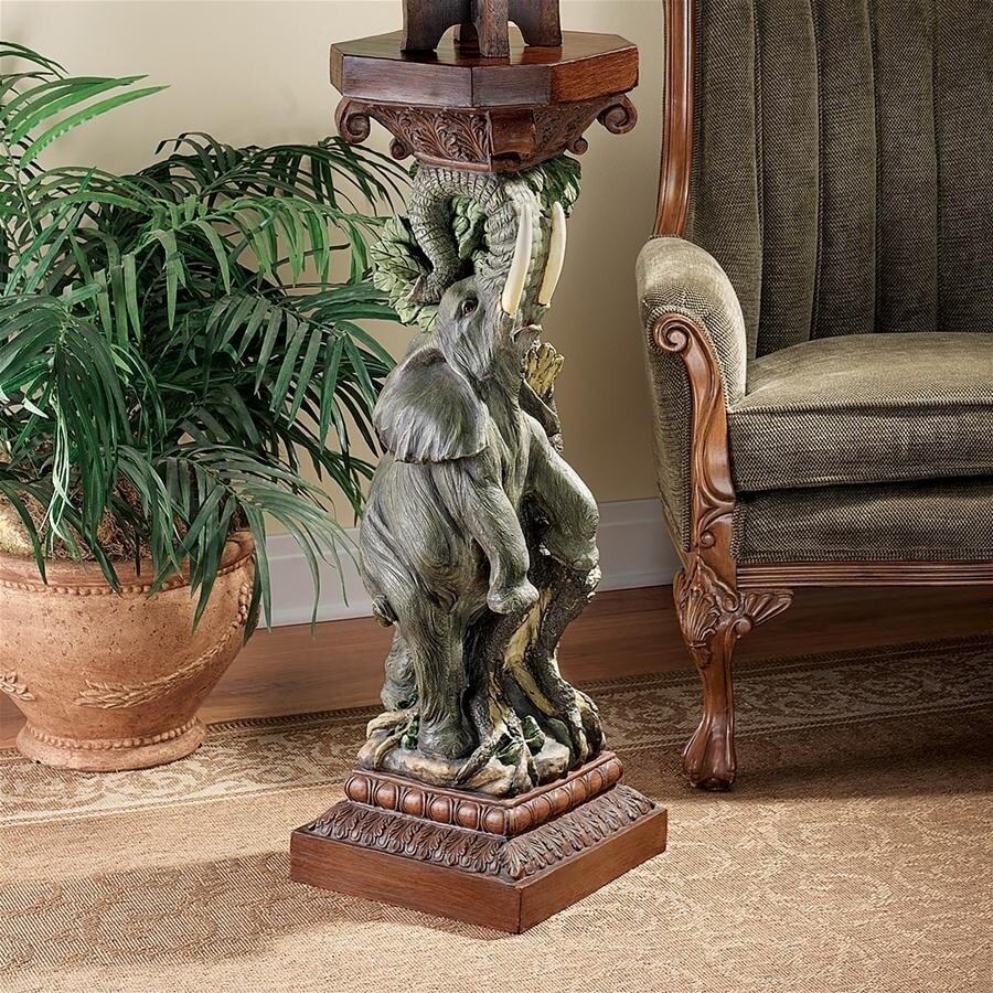 デザイン・トスカノ製 象の勝利をかたどった台座を持つテーブル彫刻 彫像/貴賓室 社長室 新築祝い サバンナ プレゼント 贈り物（輸入品）
