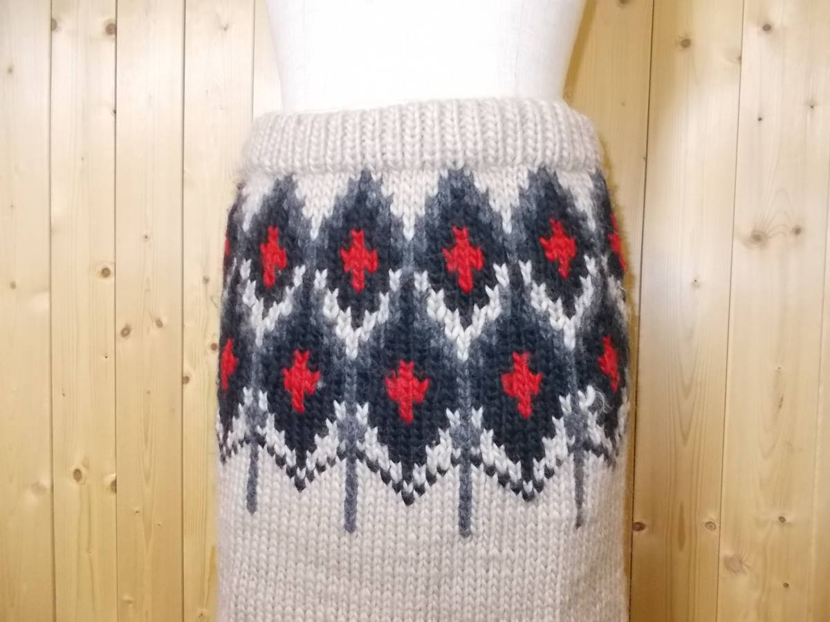 e654*SPB knitting knitted skirt * size 2 world made SPB wool skirt WOOL wool 100% beige color series waist rubber stretch .. possible 4J