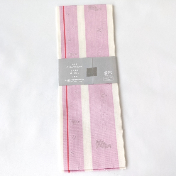 猫柄　ねこ　肉球 ピンク　伊達締め　日本製　正絹　約2.26m_画像2