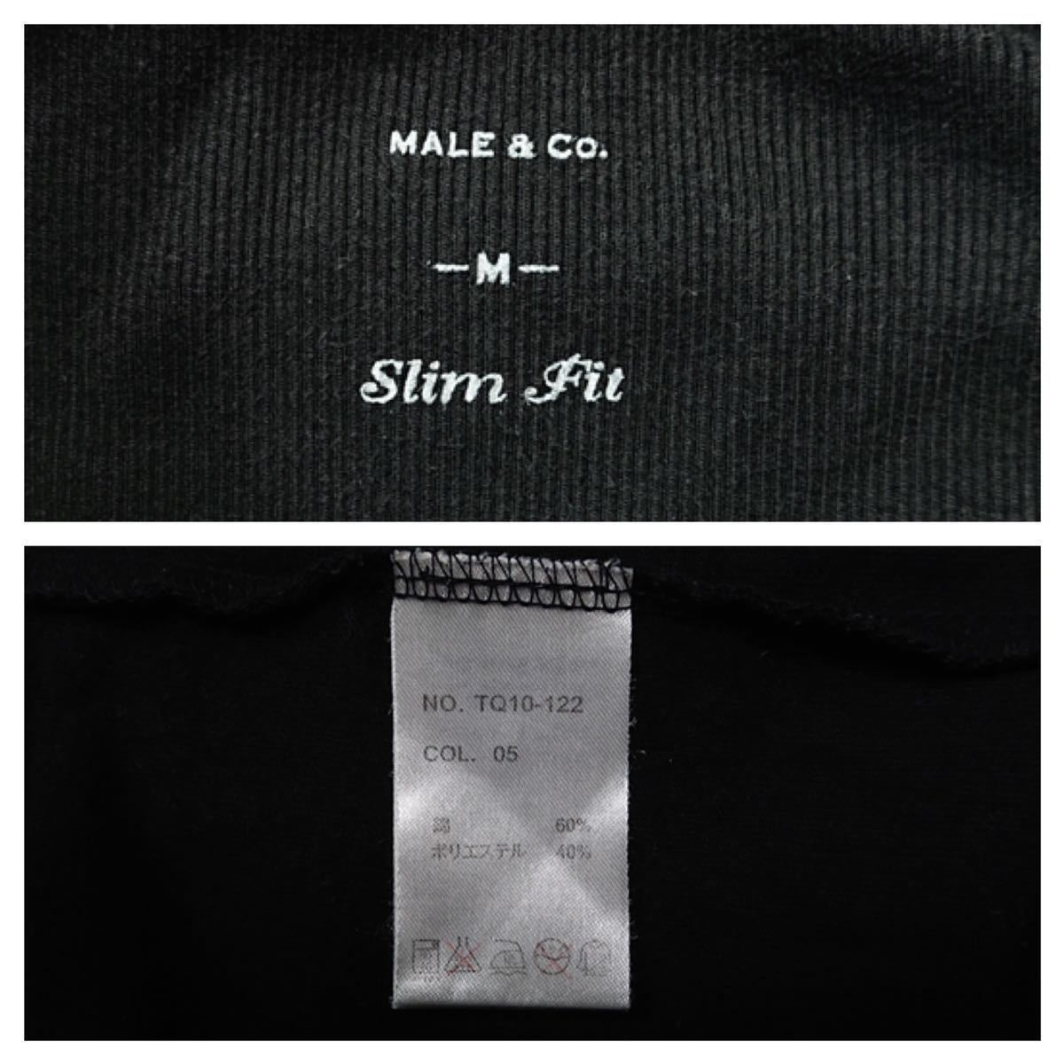 MALE&CO. メイル&コー // Slim Fit 長袖 プリント レイヤード Tシャツ・カットソー (黒) サイズ M_画像7