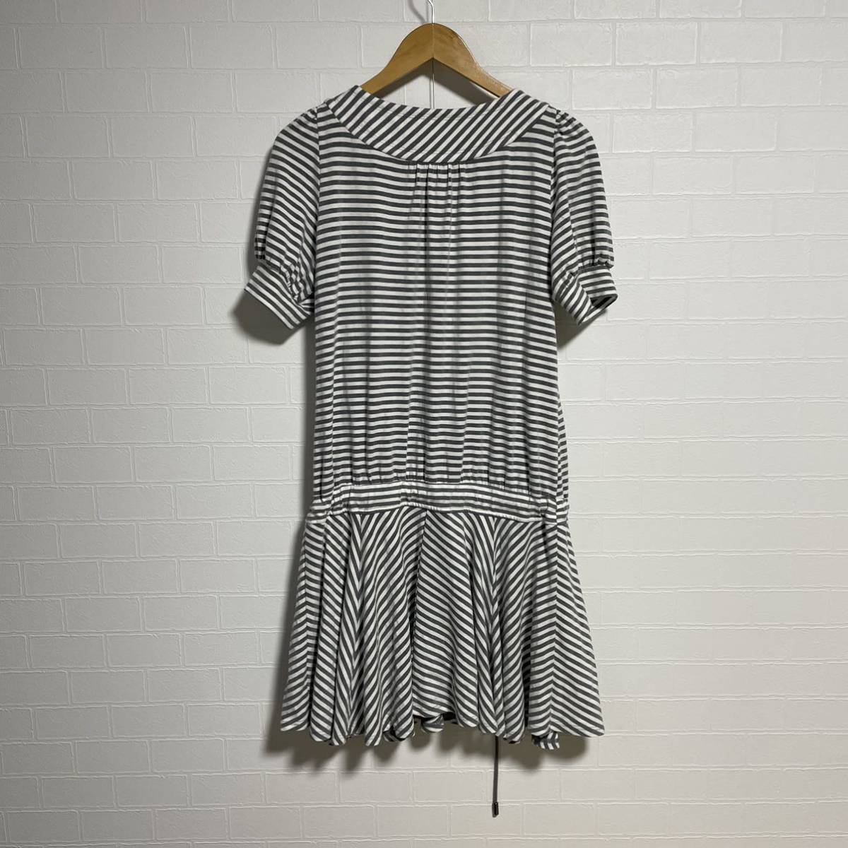 BURBERRY LONDON BLUE LABEL バーバリー ブルーレーベル ボーダー柄 半袖 膝丈ワンピース レディース サイズ38 T729
